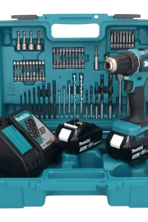 Offre Exclusive Makita DDF 485 RFX1 Perceuse-visseuse sans fil 18 V 50 Nm sans balais + 2x Batteries 3,0 Ah + Chargeur + kit d'accessoires - 74 pièces + Mallette