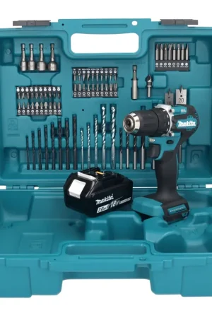 Makita DDF 487 F1X1 perceuse-visseuse sans fil 18 V 40 Nm sans balais + 1x batterie 3,0 Ah + jeu d'accessoires 74 pièces + mallette - sans chargeur Expédié Aujourd'hui