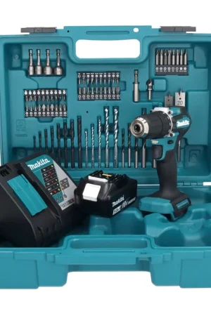 Réduction Makita DDF 487 RT1X1 perceuse-visseuse sans fil 18 V 40 Nm sans balais + 1 batterie 5,0 Ah + chargeur + jeu d'accessoires 74 pièces + mallette