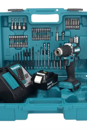 Meilleur Choix Makita DDF 487 RG1X1 perceuse-visseuse sans fil 18 V 40 Nm sans balais + 1 batterie 6,0 Ah + chargeur + jeu d'accessoires 74 pièces + mallette