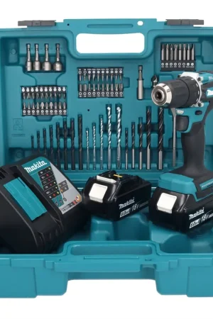 Makita DDF 487 RGX1 perceuse-visseuse sans fil 18 V 40 Nm sans balais + 2 batteries 6,0 Ah + chargeur + jeu d'accessoires 74 pièces + mallette Promotion