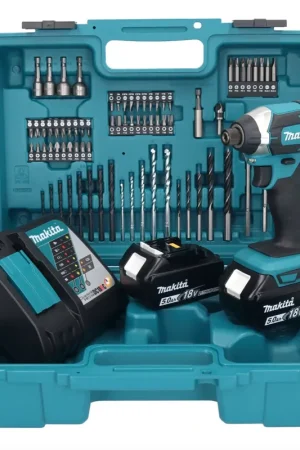 Meilleur Choix Makita DTD152F1X1 Visseuse à percussion sans fil 165Nm 18V 1/4" + 2x Batteries 5,0Ah + Chargeur + Coffret + Set d'accessoires, 74 pcs.