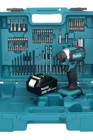 Remise Makita DTD152G1X1 Visseuse à percussion sans fil 165Nm 18V 1/4" + 1x Batterie 6,0Ah + Coffret + Set d'accessoires, 74 pcs. - sans chargeur