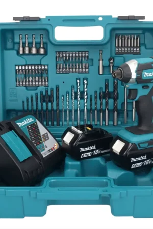 Prix Réduit Makita DTD152F1X1 Visseuse à percussion sans fil 165Nm 18V 1/4" + 2x Batteries 6,0Ah + Chargeur + Coffret + Set d'accessoires, 74 pcs.