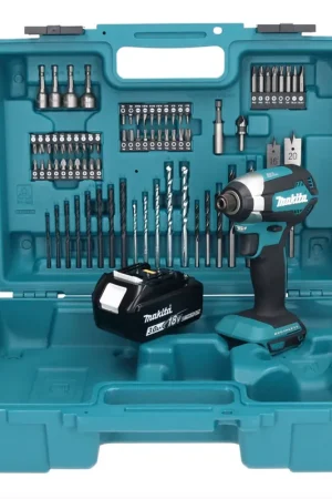Makita DTD 153 F1X1 clé à chocs sans fil 18 V 170 Nm 1/4" sans balais + 1x batterie 3,0 Ah + jeu d'accessoires 74 pièces + mallette - sans chargeur Promotion