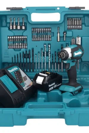 Makita DTD 153 RT1X1 clé à chocs sans fil 18 V 170 Nm 1/4" sans balais + 1 batterie 5,0 Ah + chargeur + jeu d'accessoires 74 pièces + mallette Produit De Marque
