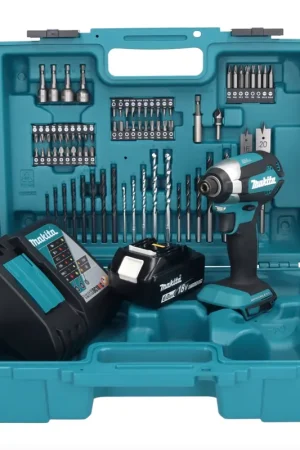 Makita DTD 153 RG1X1 clé à chocs sans fil 18 V 170 Nm 1/4" sans balais + 1x batterie 6,0 Ah + chargeur + jeu d'accessoires 74 pièces + mallette Offre Spéciale