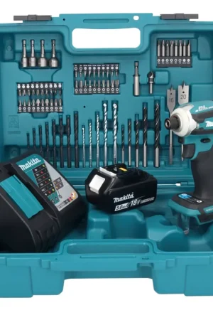 Petit Prix Makita DTD 171 RT1X1 clé à chocs sans fil 18 V 180 Nm 1/4" sans balais + 1 batterie 5,0 Ah + chargeur + jeu d'accessoires 74 pièces + mallette