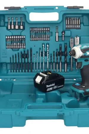 Makita DTD 171 G1X1 clé à chocs sans fil 18 V 180 Nm 1/4" sans balais + 1x batterie 6,0 Ah + jeu d'accessoires 74 pièces + mallette - sans chargeur Meilleure Vente