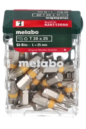 Prix Bas Metabo Boîte d'embouts 25x T20 embout Torx 25 mm (626712000)
