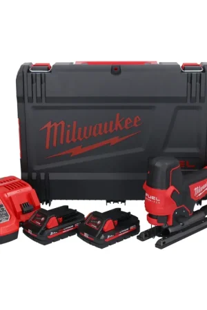 Acheter En Ligne Scie sauteuse à batterie Milwaukee M18 FBJS-302X 18 V sans balais + 2x batteries 3,0 Ah + chargeur + boîtier HD