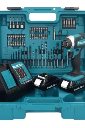 Makita DTD 152 SYX1 clé à chocs sans fil 18 V 165 Nm 1/4" + 2x batteries 1,5 Ah + chargeur + jeu d'accessoires 74 pièces + mallette Super Prix