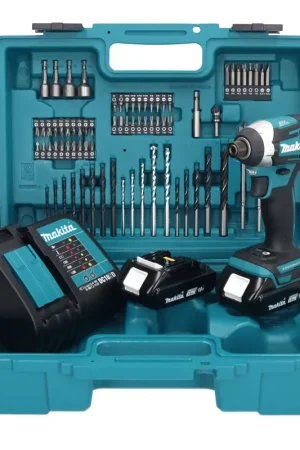 Prix Bas Makita DTD 154 SYX1 clé à chocs sans fil 18 V 175 Nm 1/4" sans balais + 2 batteries 1,5 Ah + chargeur + jeu d'accessoires 74 pièces + mallette