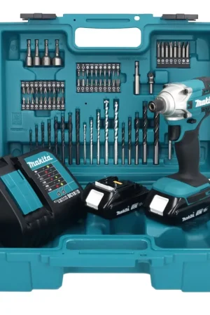 Soldes Makita DTD 156 SYX1 clé à chocs sans fil 18 V 155 Nm 1/4" + 2x batteries 1,5 Ah + chargeur + jeu d'accessoires 74 pièces + mallette