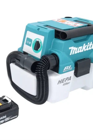 Paiement Sécurisé Makita DVC 750 LT1 Aspirateur sans fil LXT 18 V 67 mbar 7,5 l Brushless + 1x batterie 5,0 Ah - sans chargeur