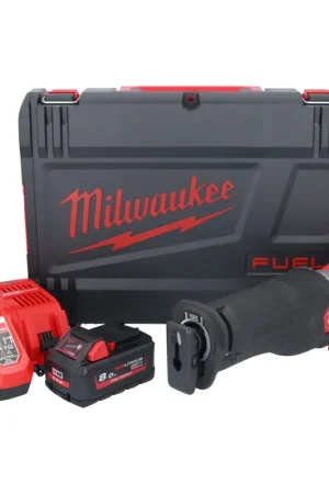 Batterie Milwaukee M18 ONEFSZ-801X Scie sabre Recipro 18 V brushless + 1x batterie 8,0 Ah + chargeur + boîtier HD Authentique