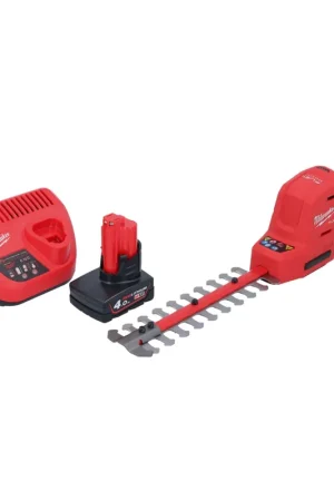 Cisaille à arbustes à batterie Milwaukee M12 FHT20-401 12 V 20 cm sans balais + 1x batterie 4,0 Ah + chargeur Meilleure Vente