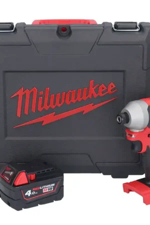 Offre Spéciale Clé à chocs sans fil Milwaukee M18 CBLID-401C 18 V 180 Nm 1/4" brushless + 1x batterie 4,0 Ah + coffret - sans chargeur