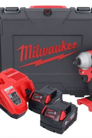 Milwaukee M18 CBLID-502C Clé à choc 18 V 180 Nm 1/4'' Brushless + 2x Batterie 5,0 Ah + Chargeur + Coffret Achetez Aujourd'hui