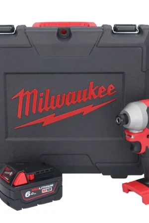 Clé à chocs sans fil Milwaukee M18 CBLID-601C 18 V 180 Nm 1/4" brushless + 1x batterie 6,0 Ah + coffret - sans chargeur Prix Cassé