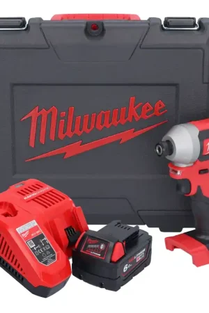 Clé à chocs sans fil Milwaukee M18 CBLID-601C 18 V 180 Nm 1/4" brushless + 1x batterie 6,0 Ah + chargeur + coffret Haute Qualité