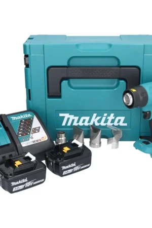 Makita DHG 181 RFJ Pistolet air chaud sans fil 18 V 150 - 550C + 2x batterie rechargeable 3,0 Ah + chargeur + Makpac Certifié