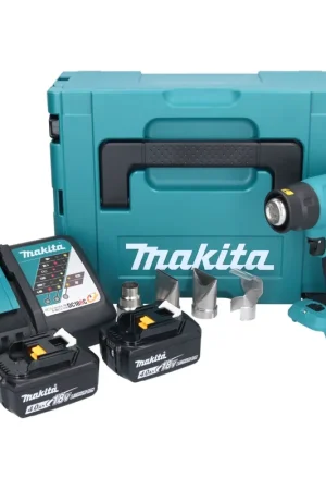 Produit De Marque Makita DHG 181 RMJ Pistolet air chaud sans fil 18 V 150 - 550C + 2x batterie rechargeable 4,0 Ah + chargeur + Makpac