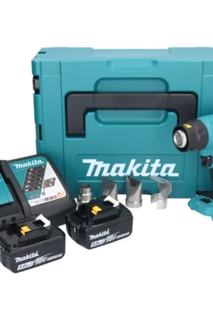 Makita DHG 181 RTJ Pistolet air chaud sans fil 18 V 150 - 550C + 2x batterie rechargeable 5,0 Ah + chargeur + Makpac Remise