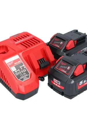 Milwaukee M18 NRG-552 Battery Starter Set High Output 18 V + 2x Battery 5,5 Ah ( 2x 4932464712 ) + M12-18 FC Charger ( 4932451079 ) Meilleur Prix