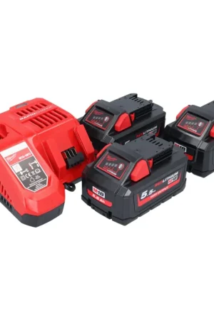 Retour Gratuit Milwaukee M18 NRG-553 Battery Starter Set High Output 18 V + 3x Battery 5,5 Ah ( 3x 4932464712 ) + M12-18 FC Charger ( 4932451079 )