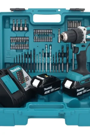 Vente Directe Makita DDF 484 RFX1 perceuse-visseuse sans fil 18 V 54 Nm + 2x batteries 3,0 Ah + chargeur + jeu d'accessoires 74 pièces + mallette