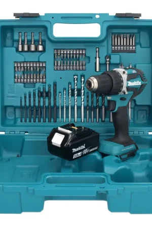 Makita DDF 484 T1X1 perceuse-visseuse sans fil 18 V 54 Nm + 1x batterie 5,0 Ah + jeu d'accessoires 74 pièces + mallette - sans chargeur Prix Cassé