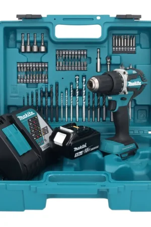Makita DDF 484 RT1X1 perceuse-visseuse sans fil 18 V 54 Nm + 1x batterie 5,0 Ah + chargeur + jeu d'accessoires 74 pièces + mallette Vente Flash