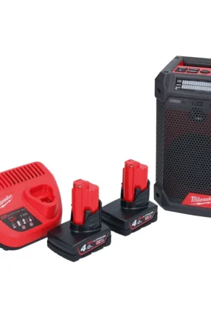 Milwaukee M12 RCDAB+-402 Radio chargeur DAB+ sans fil 12V + 2x Batteries 4.0Ah + Chargeur Affaire À Saisir