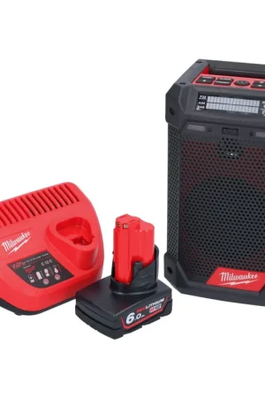 Milwaukee M12 RCDAB+-601 radio à batterie DAB+ 12 V + 1x batterie 6,0 Ah + chargeur Top Vente