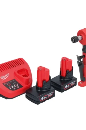 Pas Cher Milwaukee M12 FDGA-402 Meuleuse droite inclinée 12 V 6 / 8 mm Brushless + 2x batterie 4,0 Ah + chargeur de batterie