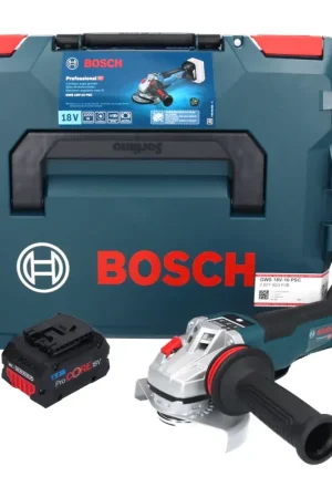Prix Promo Bosch GWS 18V-10 PSC Professional Meuleuse angulaire sans fil 18 V 125 mm Brushless + 1x batterie ProCORE 8,0 Ah + L-Boxx - sans chargeur