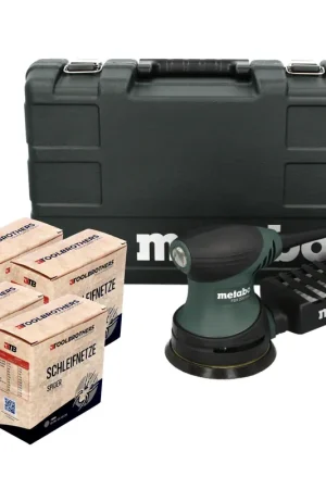 Promotion Saisonnière Metabo FSX 200 Intec Ponceuse excentrique 240 W 125 mm + 4x Toolbrothers SPIDER Filet de ponçage Set + Coffret