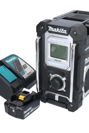 Haute Qualité Makita DMR 108 RT1 Radio à batterie 10,8 V - 18 V Bluetooth IP64 + 1x batterie 5,0 Ah + chargeur