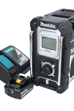 Petit Prix Makita DMR 108 RG1 Radio à batterie 10,8 V - 18 V Bluetooth IP64 + 1x batterie 6,0 Ah + chargeur