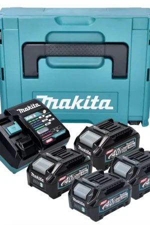 Vente Directe Kit source d'alimentation Makita 2x batterie BL 4020 40 V max. 2,0 Ah XGT + 2x batterie BL 4040 40 V max. 4,0 Ah XGT + chargeur DC 40 RA + Makpac.