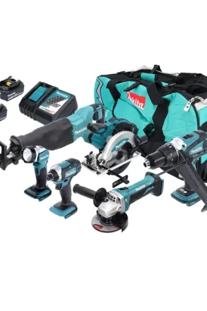 Nouvel Arrivage Makita DLX 6046 Kit combiné batterie 18 V DGA 452 + DHP 458 + DJR 186 + DML 802 + DSS 610 + DTD 152 + 3x batterie 3,0 Ah + chargeur + sacoche