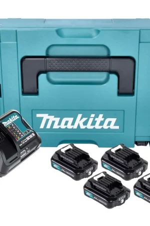Makita Power Source Kit 4x BL 1021 B batterie 12 V max. 2,0 Ah CXT ( 4x 197396-9 ) + chargeur DC 10 SB ( 197363-4 ) + Makpac Solde