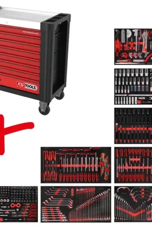 Pas Cher KS TOOLS Composition pour servante d’atelier Performanceplus P25 avec 564 outils pour 8 tiroirs ( 825.8564 )