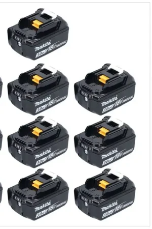 Bon Marché Makita Batterie Set 10x BL 1830 B 18 V 3,0 Ah / 3000 mAh Li-Ion ( 10x 197599-5 ) avec affichage LED - original, pas de copie