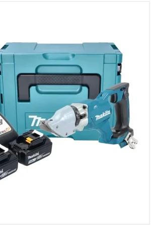 Makita DJS 200 RTJ Cisaille à tôle sans fil 18 V 2,0 mm Brushless + 2x batterie 5,0 Ah + chargeur + Makpac Prix Cassé