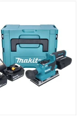 Offre Limitée Makita DBO 382 RGJ Ponceuse vibrante sans fil 18 V 93 x 185 mm Brushless + 2x batterie 6,0 Ah + chargeur + Makpac