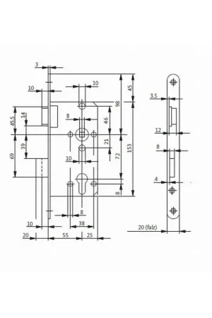 Offre Du Jour BKS Serrure à encastrer pour porte de chambre 0415 PZW 20/ 55/72/8 mm DIN droite ( 3000251115 )
