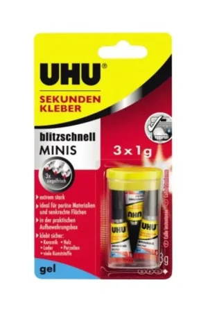 Commander Maintenant Colle instantanée UHU blitzschnell MINIS Gel 3x 1 g ( 4000353355 )