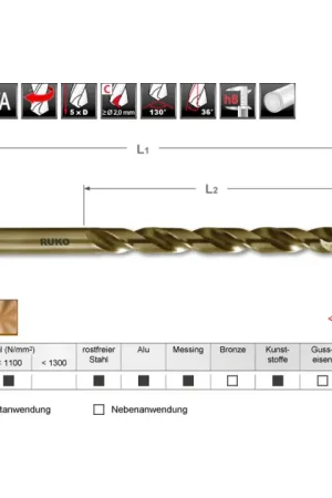 Populaire RUKO Foret hélicoïdal DIN 338 Type INOX d. nominal 3,1 mm ( 4000600443 )
